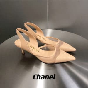 chanel mesh pointed toe cat heels