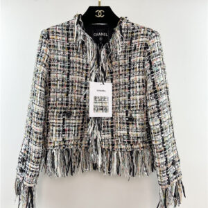 chanel fringed tweed coat