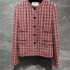 chanel red tweed coat