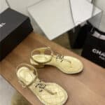 chanel pearl buckle classic thong sandals