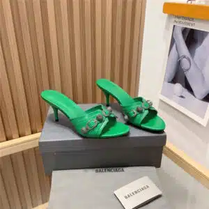 balenciaga buttoned high heel slippers