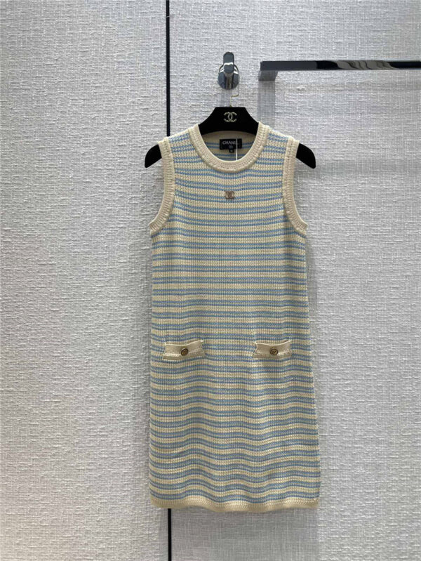 chanel striped knitted tank dress