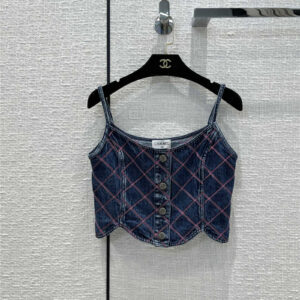 chanel embroidery denim camisole vest