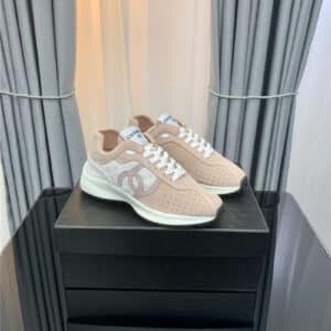 chanel logo suede sneakers