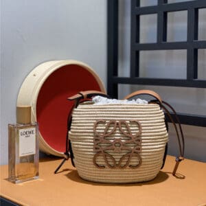 loewe woven straw basket bag
