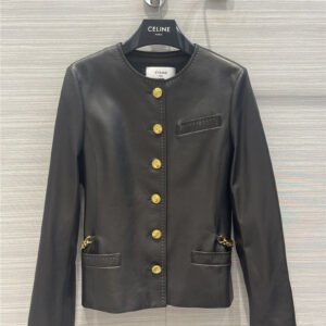 celine metal buckle jacket leather jacket