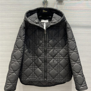 hooded dior checked quilted quilted jacket