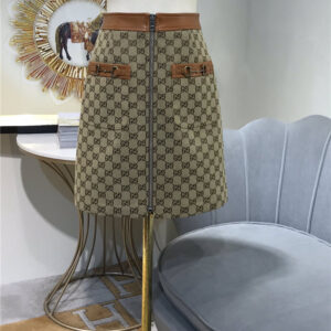 gucci GG leather jacquard skirt