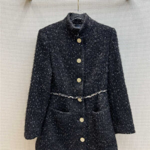 chanel chain mid-length tweed waist coat