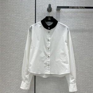 chanel velvet lapel white shirt