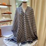 dior blue cashmere oblique print cape shawl