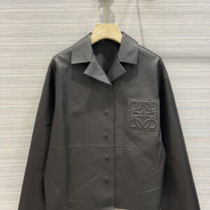 loewe anagram shirt collar leather jacket