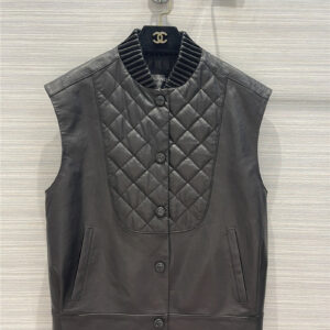 chanel diamond stitching leather vest