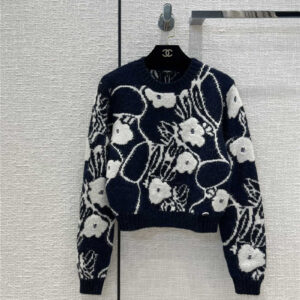 chanel camellia intarsia knitted sweater