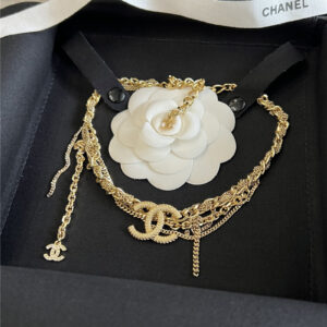 chanel CC gold fringe necklace
