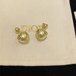 Dior Tribales asymmetric rhinestone pearl earrings