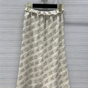 fendi chain-link printed silk skirt