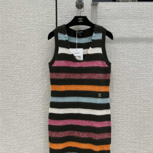 chanel striped wool vest skirt
