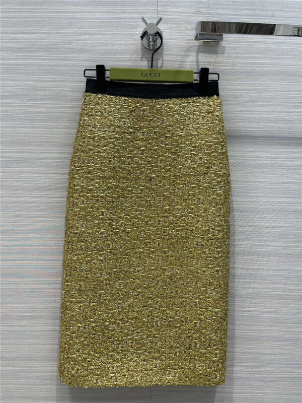 gucci woven tweed metal maxi skirt