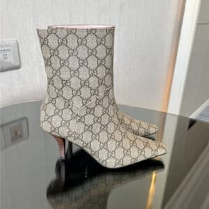 gucci gg pointed toe high heel ankle boots