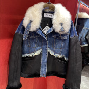 loewe fur paneled denim jacket