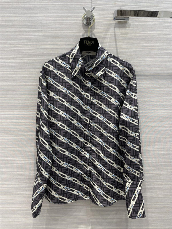 fendi chain-link printed silk shirt
