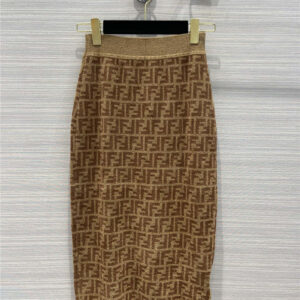 fendi brown FF knitted skirt