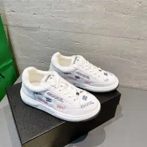 chanel embroidered white sneakers