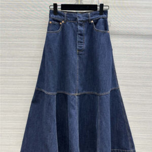 dior CD blue denim long skirt