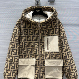 fendi FF Sherpa hooded zipper jacket coat