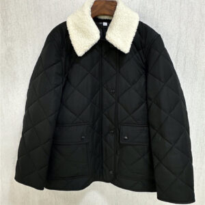 burberry pure white fur collar cotton coat