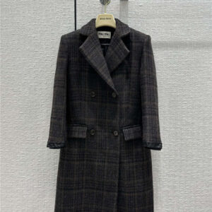 miumiu dark check long coat