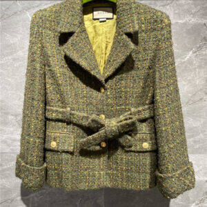 gucci green tweed coat
