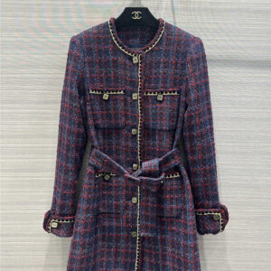chanel purple woven plaid soft tweed dress jacket