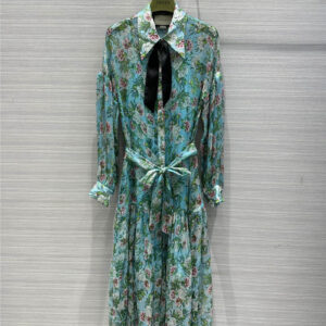 gucci romantic print silk dress
