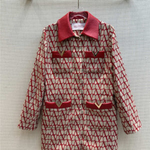 valentino letter lapel mid-length coat