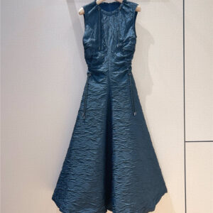 Dior simple and versatile navy blue sleeveless dress