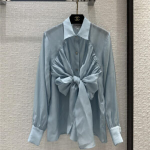 Chanel French lady style bow tie shirt