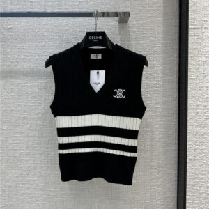 celine intarsia logo knitted vest vest
