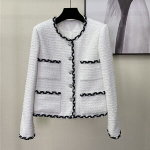 Chanel new camellia silk-lined woven coat
