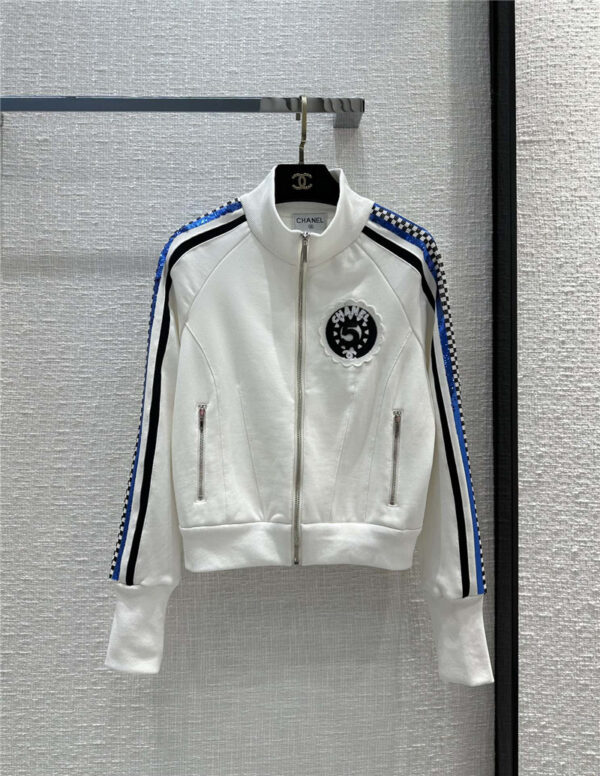 Chanel embroidered baseball uniform zipper jacket