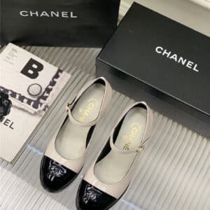 chanel lace up chunky heel women's shoes
