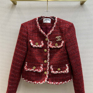 chanel retro trendy tweed woven coat