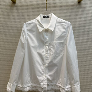 miumiu gentle lace edge stitching white shirt
