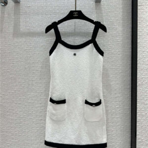 Chanel color block knitted dress with straps