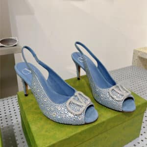 valentino diamond V buckle high heel sandals