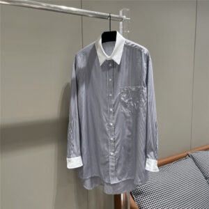 Celine early spring new embroidery blue striped shirt
