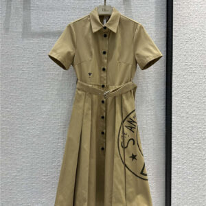 dior khaki positioning print long dress