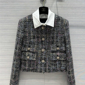 chanel color contrast shirt collar small coat