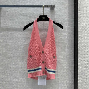 Chanel Contrast color side halter neck knitted vest